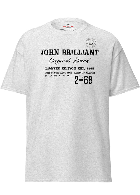 Herr T-shirt Ash Grey med John Brilliant Original Brand-tryck framifrån