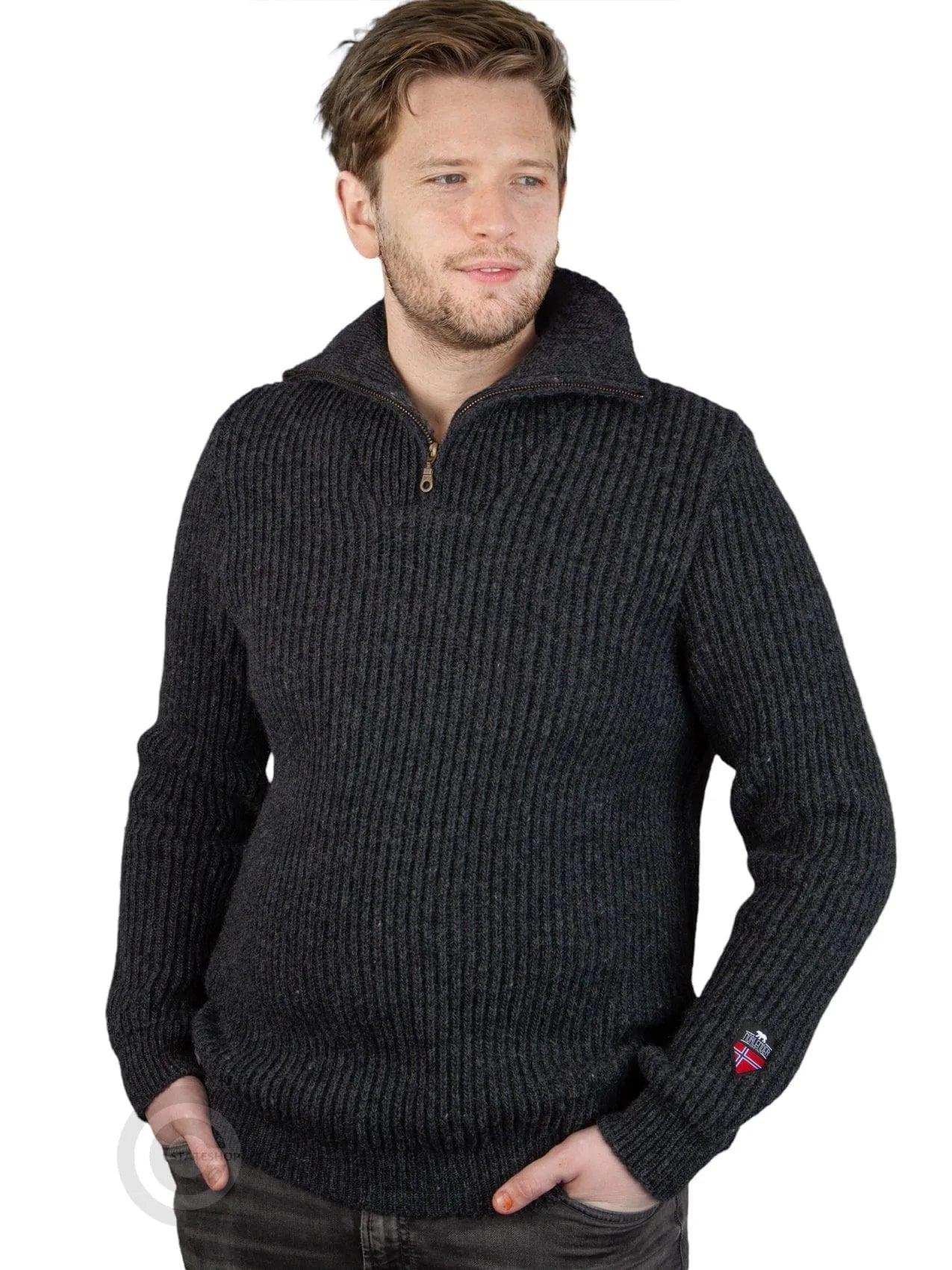 Hard wearing rib sweater, Charcoal