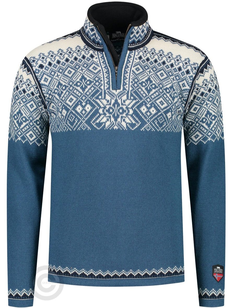 Nordischer Pullover mit Reißverschluss, Traditional Blue