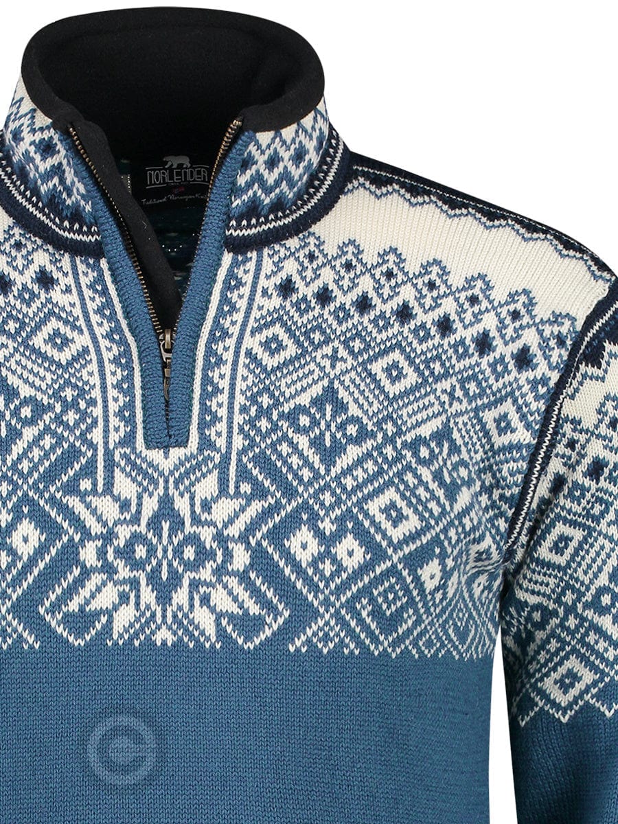 Nordischer Pullover mit Reißverschluss, Traditional Blue