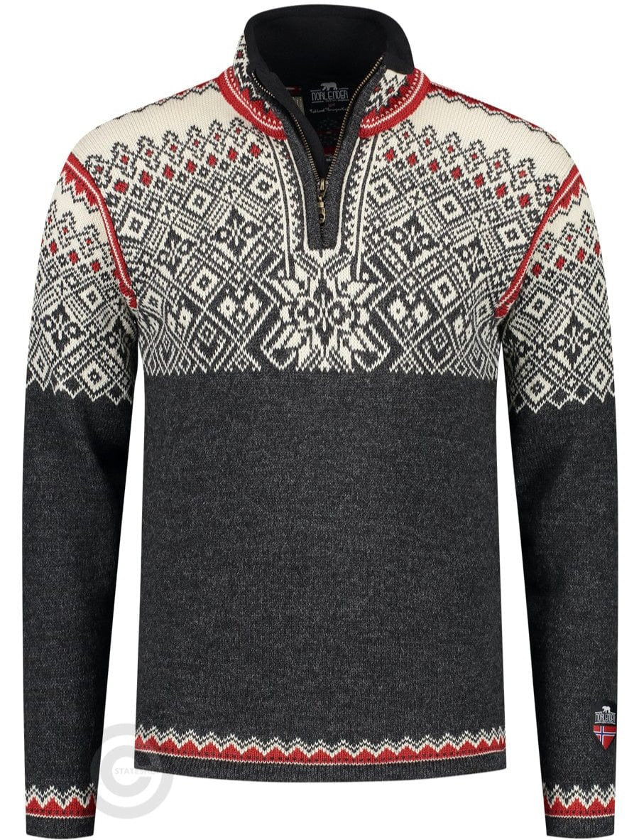 Nordischer Pullover mit Reißverschluss, Traditional Charcoal