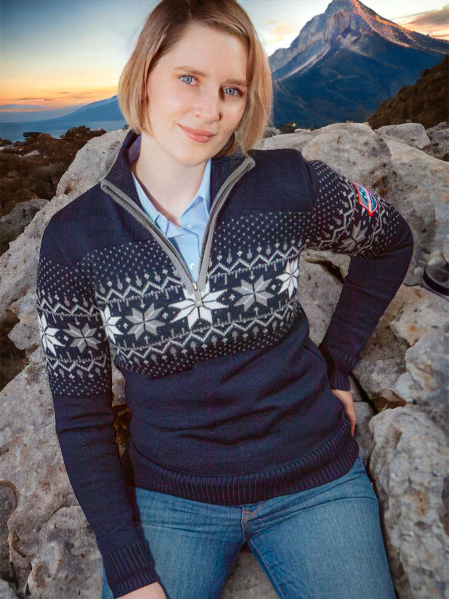 Norwegian Womens Pullover Merino, Navy