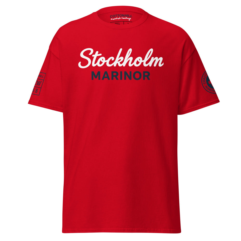 Röd Stockholm Mariner t-shirt med maritimt brösttryck