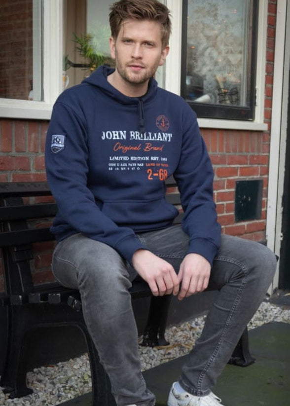 Wirvelvind Huvtröjan med nautiskt tryck, Mörkblå