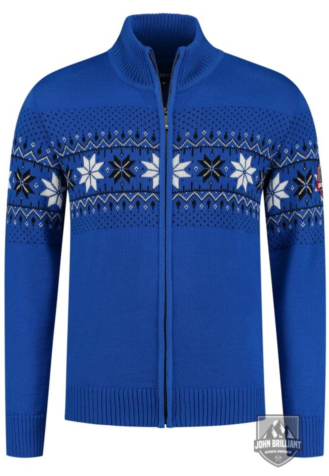 Shop online Premium Quality Norwegian Mens Cardigan Merino, Cobalt - John Brilliant