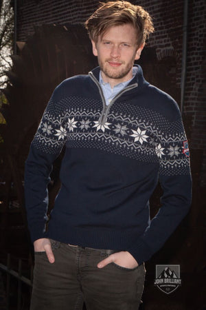 Buy online Premium Quality Norwegian Mens Pullover Merino, Navy - John Brilliant