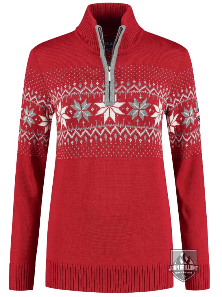 Buy online Premium Quality Norwegian Womens Pullover Merino, Red - John Brilliant