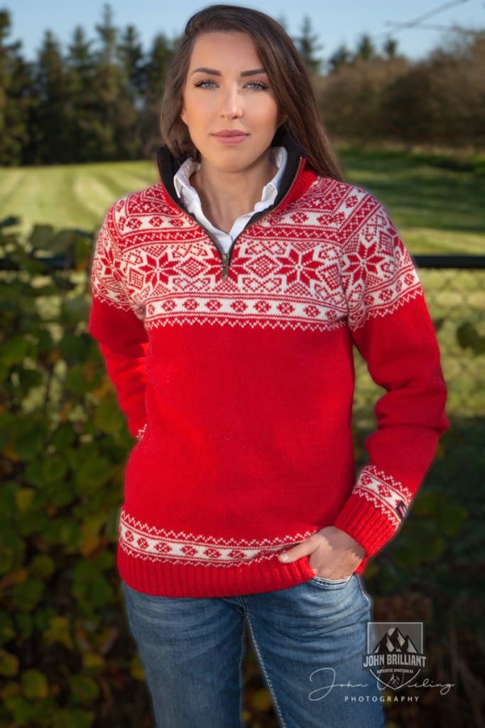 Womens Sweater In Setesdals Design Made Of 100% Pure Wool Shirts & Tops